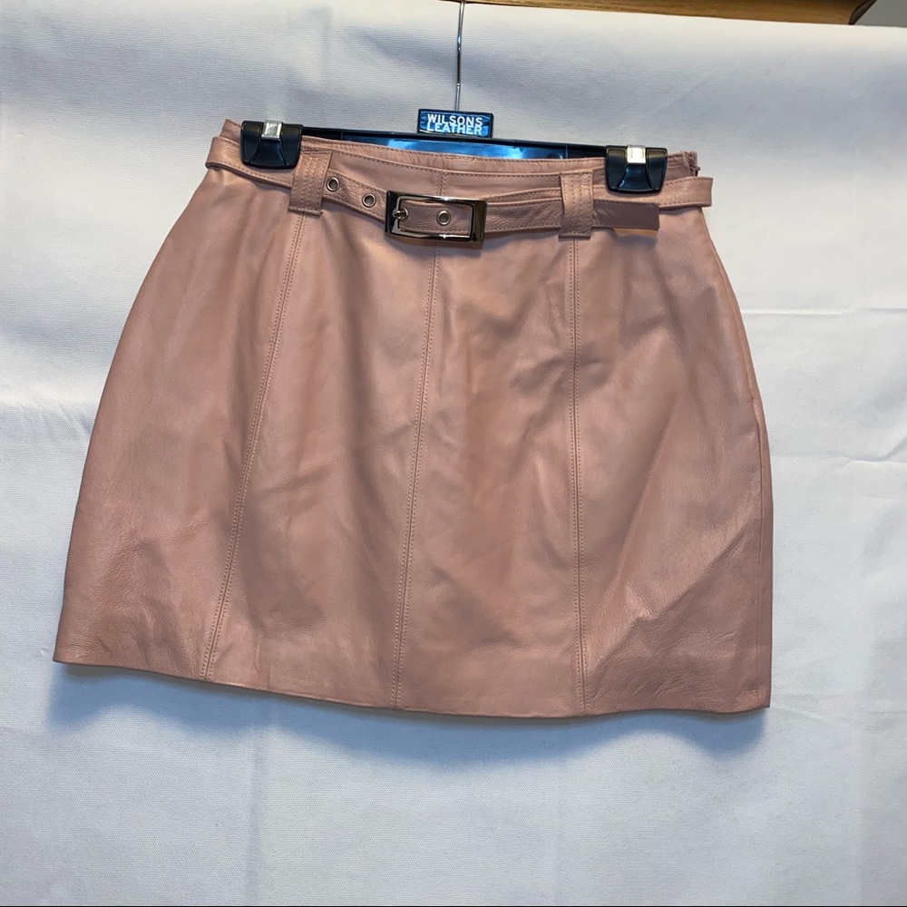 Wilsons Leather Maxima Leather Belted Mini Skirt - Pink